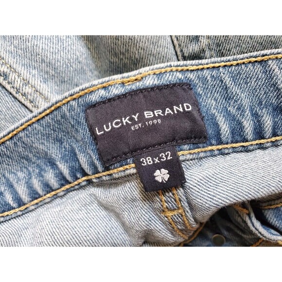 Lucky Brand Jeans Men 38 x 32 Athletic Straight 410 Distressed Pants Medium Wash - Picture 6 of 9